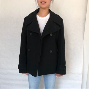 UNIQLO +J Black wool pea coat